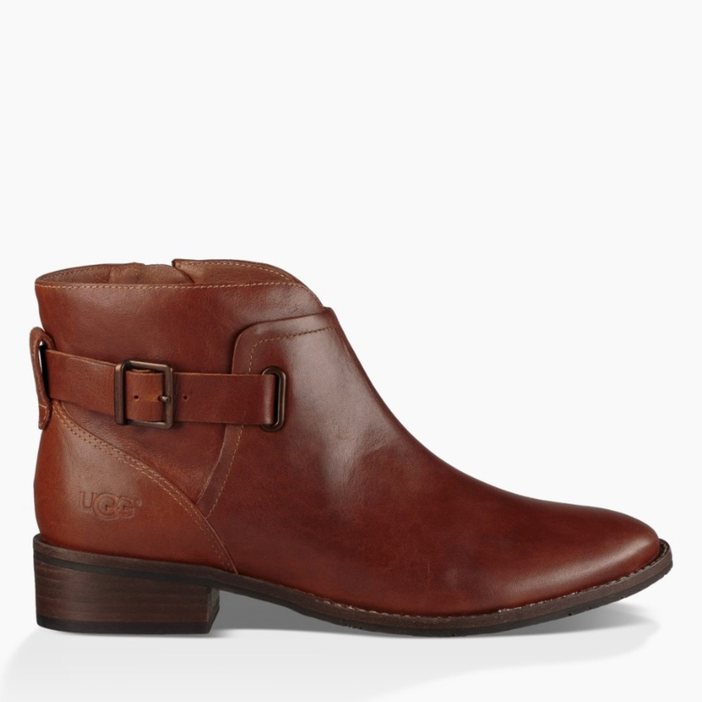 UGG Chestnut Leather Buckle Boots